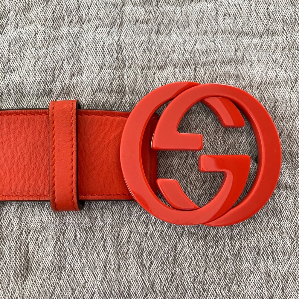 Orange interlocking G leather Gucci belt